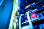 Fiber Optic With Servers In A Technology Data Center Stock Photo