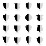 Shield Icon Set With Reflection.  Illustration Stock Photo