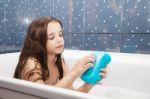 Little Girl Taking A Bath Stock Photo