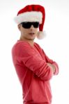 Christmas Male With Folded Arms Stock Photo