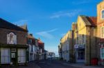 Sunrise In The Town Centre Of Southwold Stock Photo