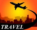 Travel Plane Indicates Travelled Explore And Voyage Stock Photo