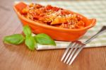 Spicy Chicken Penne Pasta Stock Photo