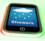 Showers On Phone Means Rain Rainy Weather Stock Photo