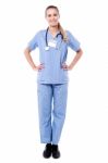 Full Length Portrait Of Female Physician Stock Photo