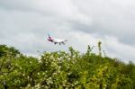 Eurowings Airplane Approaching Stuttgart Stock Photo