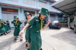 Student 9-10 Years Old, Scout In Adventure Activities, Scout Camp School Bangkok Thailand Stock Photo