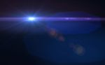 Abstract Lens Flare Light Blue Light And Horizontal Black Backgr Stock Photo