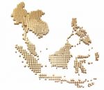 Golden Asia Map Stock Photo