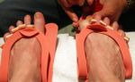 Woman Getting Pedicure Stock Photo