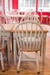 Single Vintage White Kitchen Chair Stock Photo