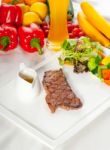 Juicy Bbq Grilled Rib Eye ,ribeye Steak And Vegetables Stock Photo