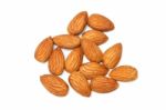 Almond Nut Fruit Organic Healthy Vegan White Background Stock Photo