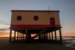 Historical Life-guard Building In Fuseta Stock Photo