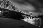 Story Bridge In Brisbane. Black And White Stock Photo