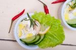 Fresh Garlic Cheese Dip Salad Stock Photo