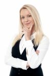 Businesswoman Thinking Something Stock Photo