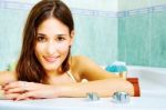 Woman In The Bathtub Stock Photo