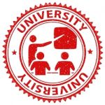 University Stamp Indicates Educational Establishment And Academy Stock Photo