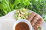 Vietnamese Meatball Wraps Stock Photo