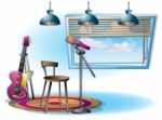 Cartoon  Illustration Interior Music Room With Separated Layers Stock Photo