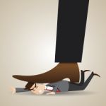 Cartoon Businessman Stomped By Boss Stock Photo