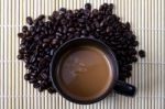 Coffee Bean And Hot Coffee Stock Photo