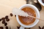 Espresso Coffee With Sugar And Spice Stock Photo