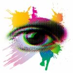 Colorful Halftone Screen Eye Stock Photo