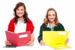 Smiling Girl Learning School Books Stock Photo