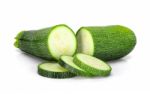 Green Zucchini Isolated On The White Background Stock Photo