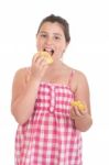 Girl Eating Chips Stock Photo