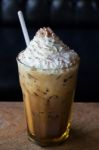 Iced Coffee With Whipped Cream On Top Stock Photo