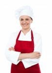 Arm Crossed Aged Lady Chef Stock Photo