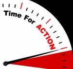 Time For Action Clock Saying To Inspire And Motivate Stock Photo