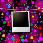 Photo Frames Represents Blank Space And Heart Stock Photo