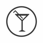 Icon Of Cocktails In Circle Line -  Iconic Design Stock Photo