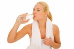 Woman Drinking Water Stock Photo