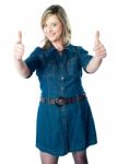 Woman With Thumbs Up Stock Photo