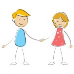 Boy And Girl Holding Hands Stock Photo