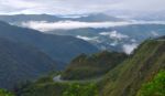 On The Road Through The Andes. The Photo Is Taken Near Small Tow Stock Photo