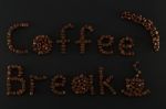 Coffee Break Words Consist  Of Coffee Beans Stock Photo