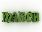 March Sign With Colour. 3d Paper Illustration Stock Photo