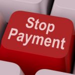 Stop Payment Key Shows Halt Online Transaction Stock Photo