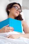 Beautiful Young Woman Sleeping After Read A Book Stock Photo