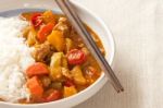 Pork Curry With Rice Stock Photo