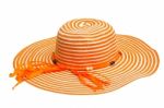 A Large Orange Ladies Hat Stock Photo