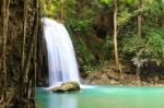 Beautiful Waterfall At Erawan National Park In Kanchanaburi ,tha Stock Photo