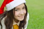 Beautiful Young Santa Clause Woman Stock Photo