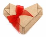 Origami Recycle Paper Heart With Bow Tie Stock Photo